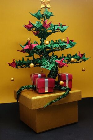 Árvore de Natal Bonsai na caixinha de madeira (M)